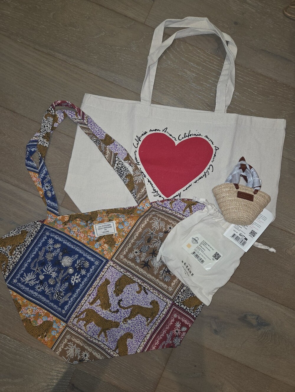 Sezane Justine Mini Bag Canvas Tote Accessory with Red Heart And Inoui Totes NEW